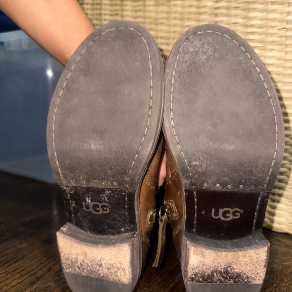 UGG Brown Leather Ankle Boots - Picture 6 of 7